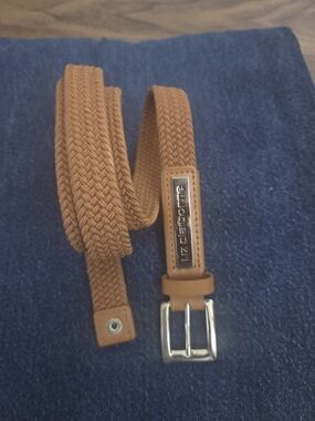 Liz Claiborne Tan Braided Women's Belt with Silver Buckle
